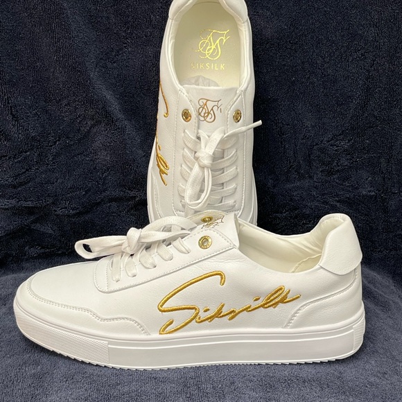 Siksilk NWOT White Leather Sneakers  W/ Gold Accents Women’s Size 9 - Picture 8 of 10